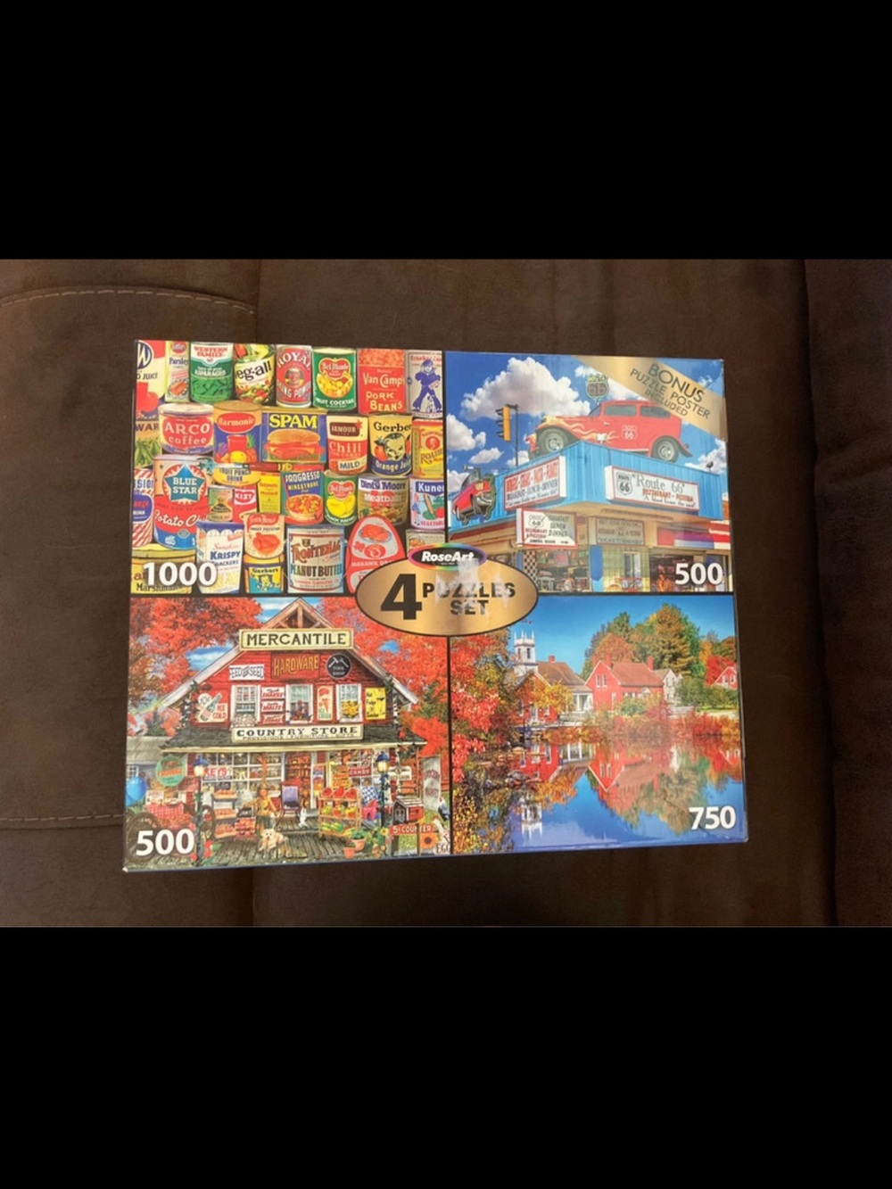 RoseArt 4-Puzzle Set — Colorful Assorted Scenes (Red, Blue, Green)
